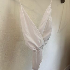 Cross, white, spaghetti strap, body suit blouse